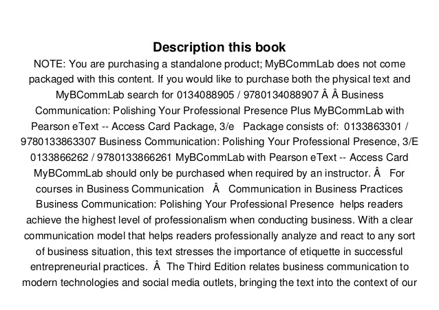 Business Communication Polishing Your Professional Presence Free Download